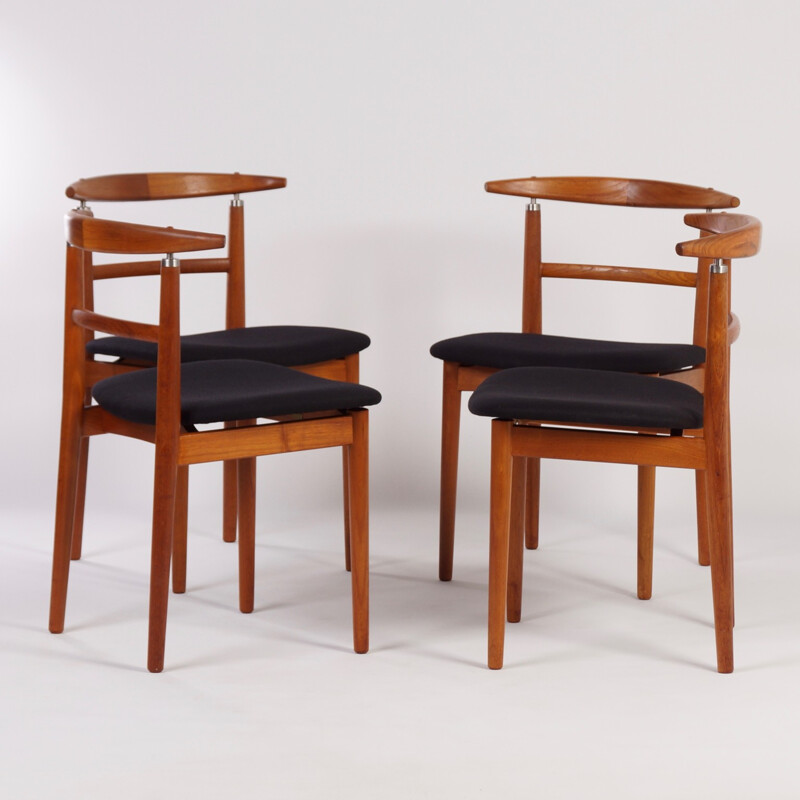 Set of four teak dining chairs, Helge SIBAST - 1960s