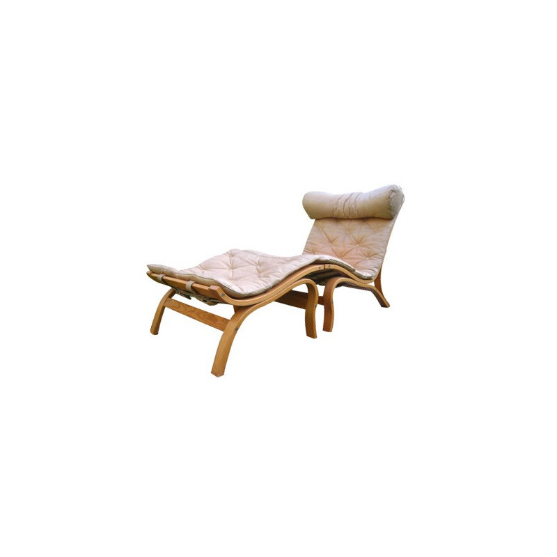 Chaise longue et ottman en cuir, Arne NORELL - 1975