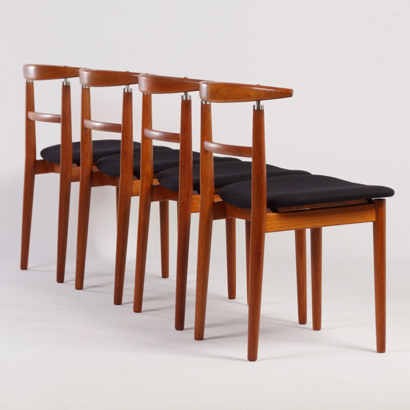 Set of four teak dining chairs, Helge SIBAST - 1960s