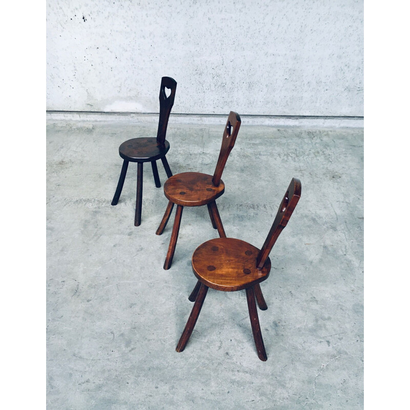 Handcrafted vintage oak dining set, France 1940