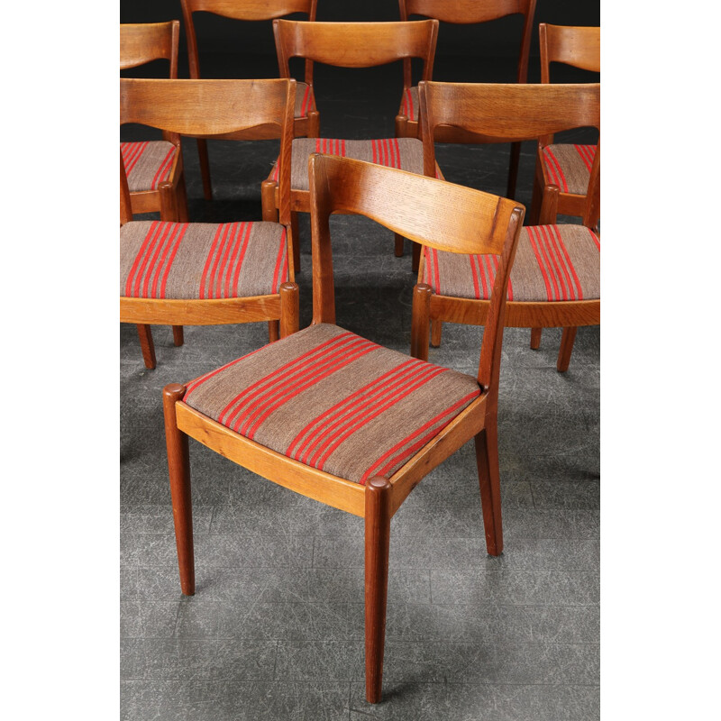 Set of 10 Scandinavian dining chairs in oak, Ib KOFOD LARSEN - 1950s