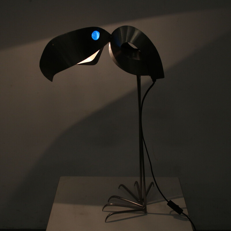 Vintage steel "Bird" lamp by Reinhard Stubenrauch, Germany 1990s