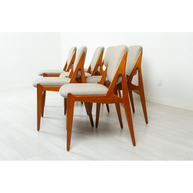 Set di 6 sedie vintage in teak danese modello Ella di Arne Vodder, 1960