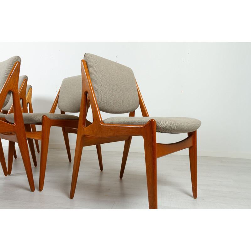 Set of 6 Danish vintage teak dining chairs model Ella by Arne Vodder, 1960s