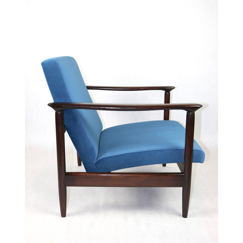 Vintage-Sessel Gfm-142 in marineblauem Samt von Edmund Homa, 1970