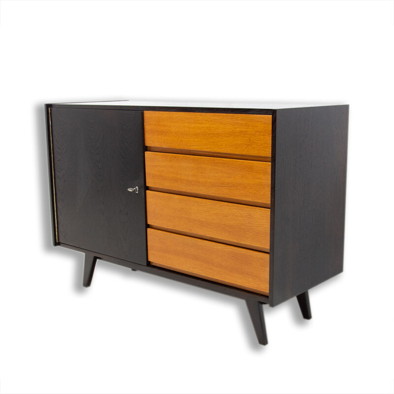 Vintage chest of drawers in beech wood, plywood and veneers U-458 by Jiri Jiroutek for Interier Praha, Czechoslovakia 1960