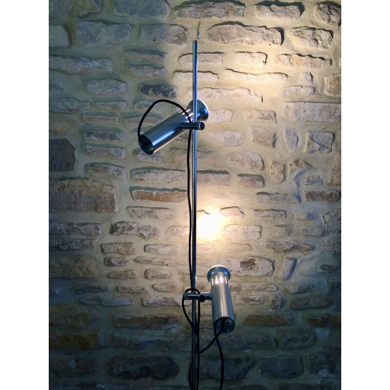 Vintage vloerlamp met 2 metalen spots van Alain Richard voor Disderot