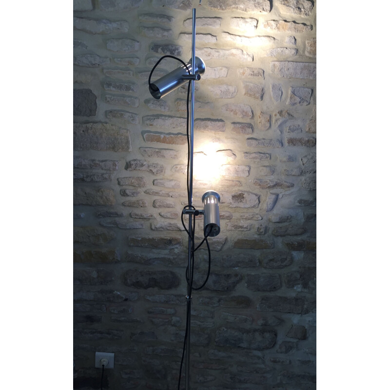 Vintage vloerlamp met 2 metalen spots van Alain Richard voor Disderot