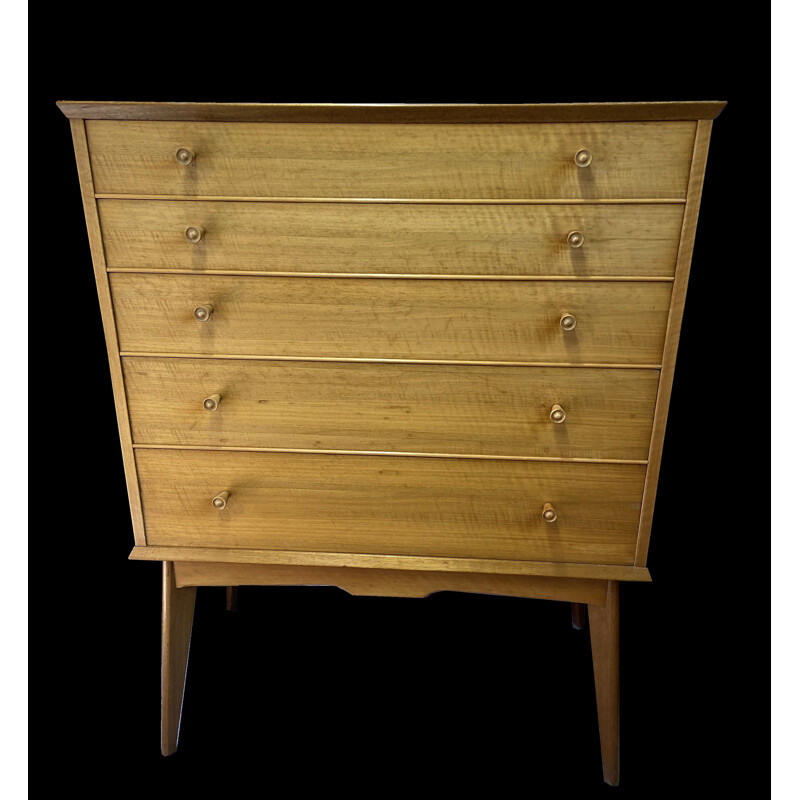 Vintage chest of drawers in maple and walnut