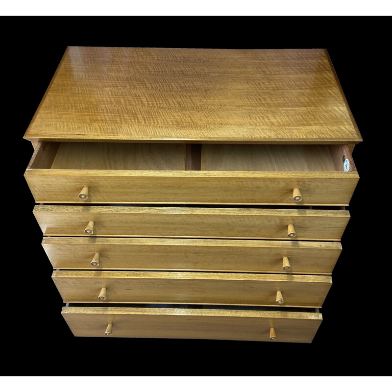 Vintage chest of drawers in maple and walnut