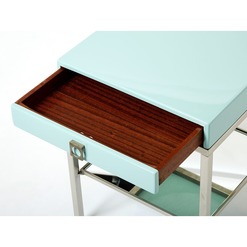 Paire de tables de chevet vintage en acier par Guy Lefevre pour Maison Jansen, 1970