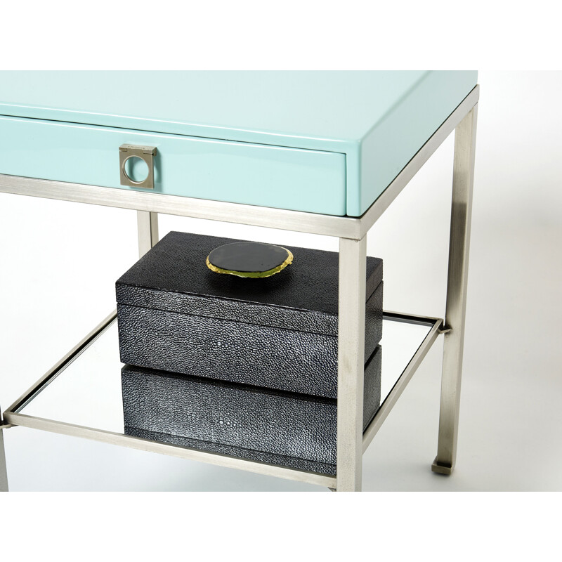 Pair of vintage steel bedside tables by Guy Lefevre for Maison Jansen, 1970