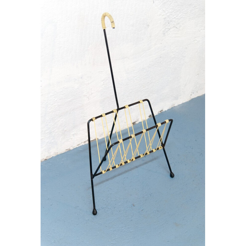 Vintage magazine holder in scoubidou and iron - 1950s