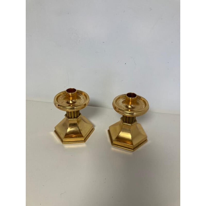 Pair of vintage gilt bronze candlesticks by Nagel