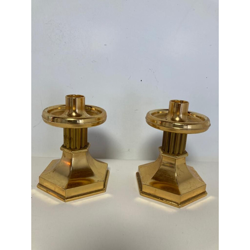 Pair of vintage gilt bronze candlesticks by Nagel