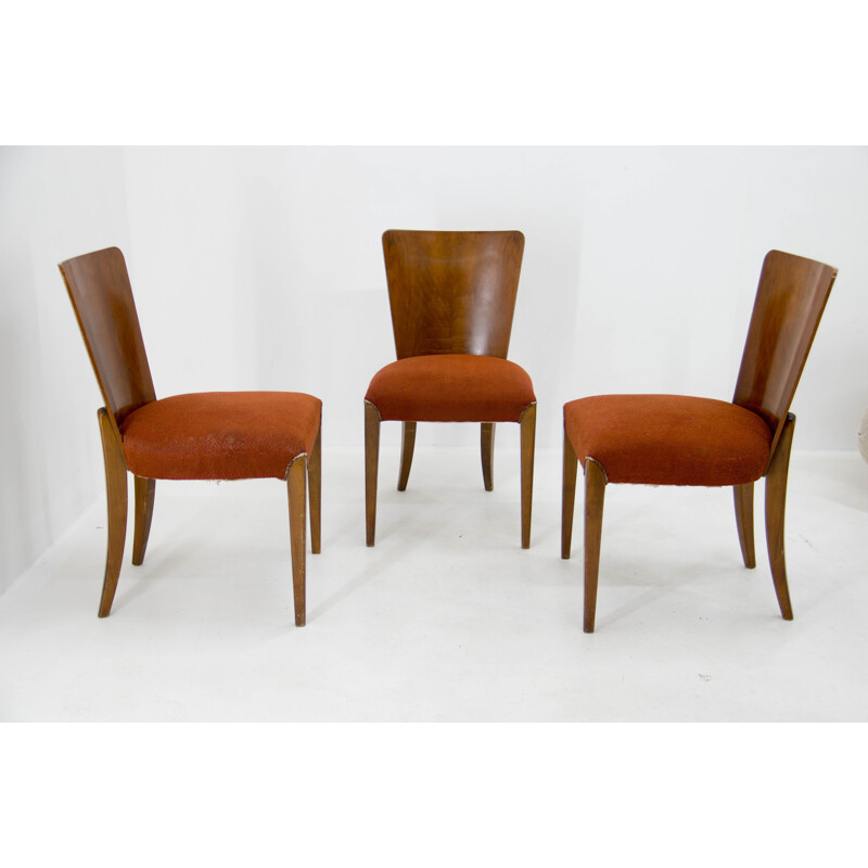 Ensemble de 3 chaises Art Déco vintage H-214 de Jindrich Halabala pour Up Závody, 1930