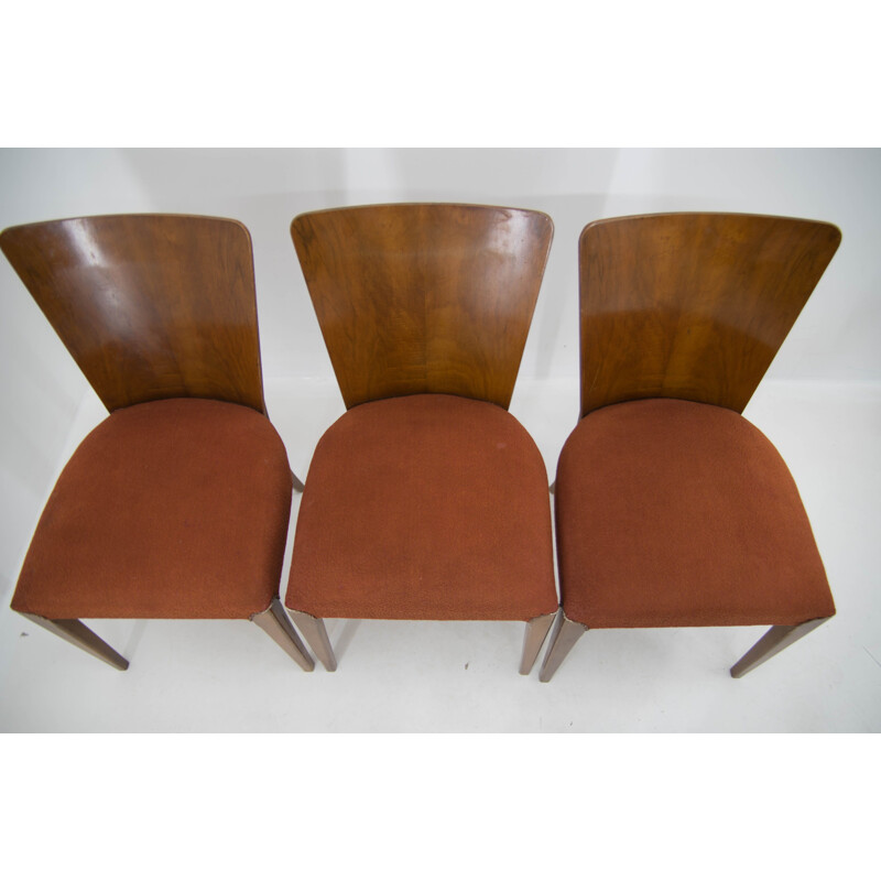 Ensemble de 3 chaises Art Déco vintage H-214 de Jindrich Halabala pour Up Závody, 1930