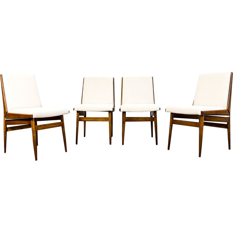 Ensemble de 4 chaises beige vintage, 1970