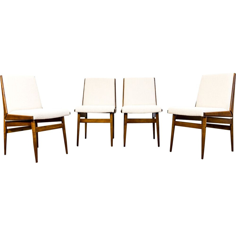 Set of 4 vintage beige chairs, 1970s