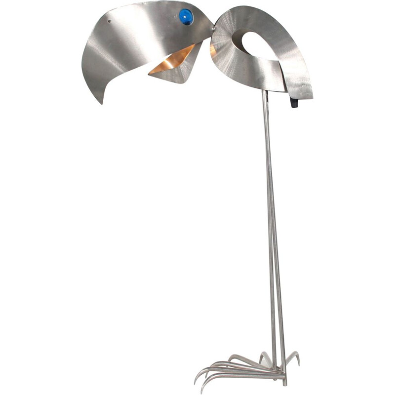 Vintage steel "Bird" lamp by Reinhard Stubenrauch, Germany 1990s