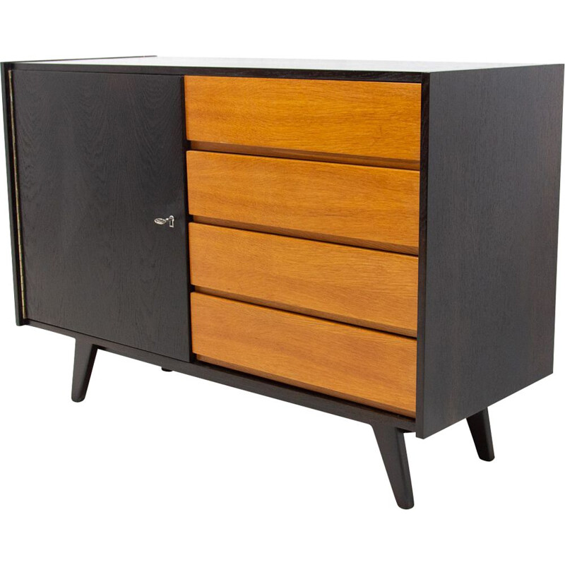 Vintage chest of drawers in beech wood, plywood and veneers U-458 by Jiri Jiroutek for Interier Praha, Czechoslovakia 1960