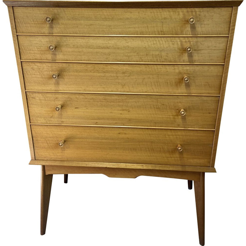 Vintage chest of drawers in maple and walnut