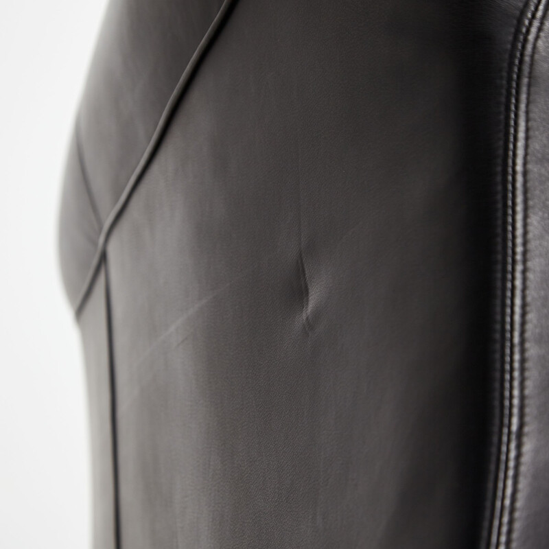 Vintage-Zweisitzersofa aus schwarzem Leder von Paolo Piva für Wittmann
