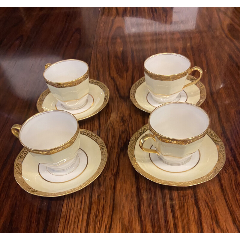 Set of vintage 4 cups and 4 saucers by Theodore Haviland, France