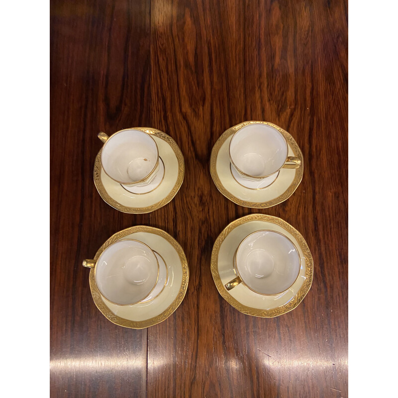 Set of vintage 4 cups and 4 saucers by Theodore Haviland, France