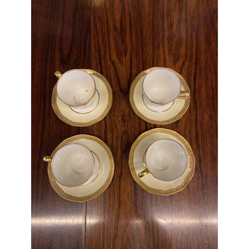 Set of vintage 4 cups and 4 saucers by Theodore Haviland, France