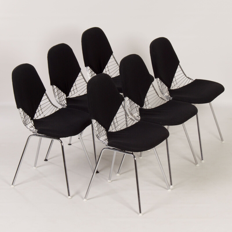 Juego de 6 sillas de alambre Dkx vintage de Charles Eames para Herman Miller, 1960