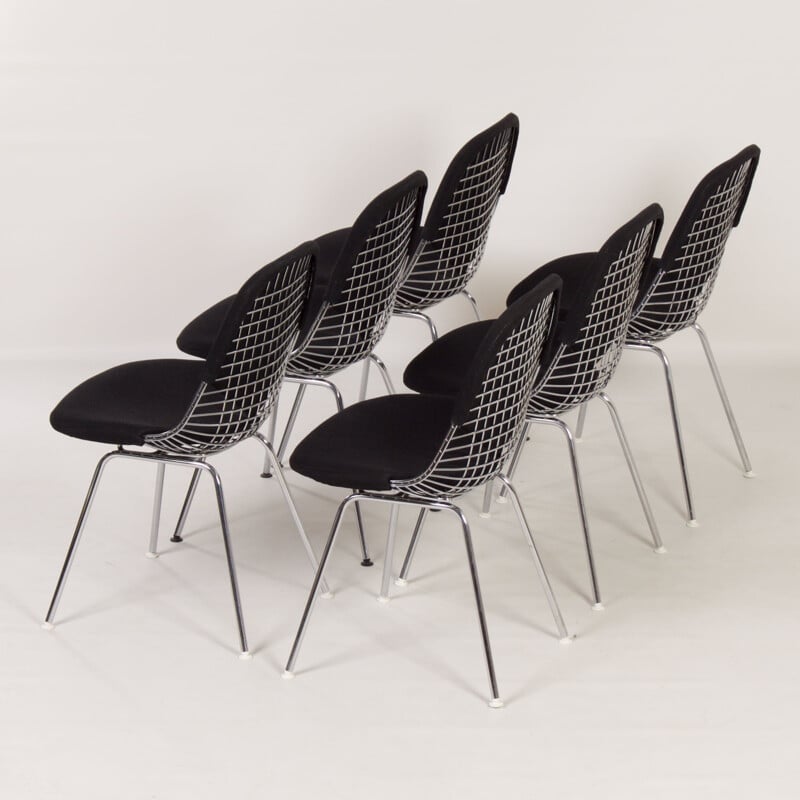 Juego de 6 sillas de alambre Dkx vintage de Charles Eames para Herman Miller, 1960