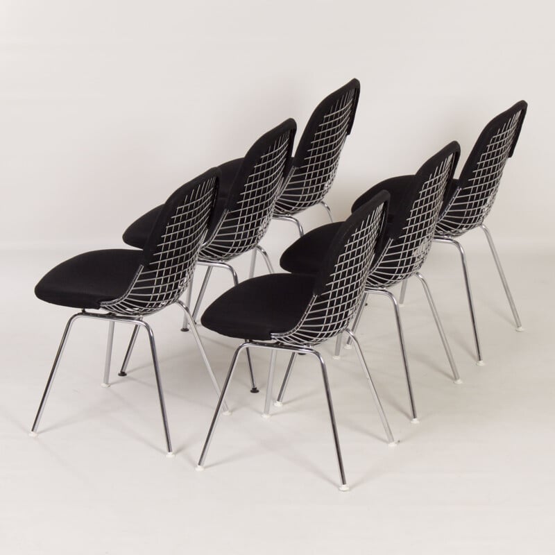 Set of 6 vintage Dkx wire chairs by Charles Eames for Herman Miller, 1960s