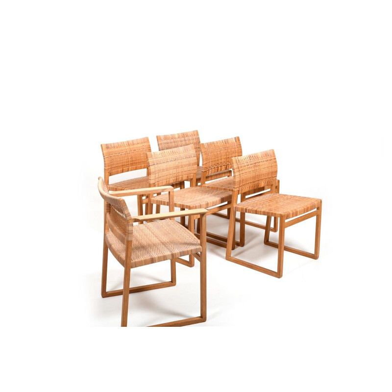 6 Stühle aus massiver Eiche Bm61 und Bm62 von Børge Mogensen für Fredericia Stolefabrik, Dänemark 1960