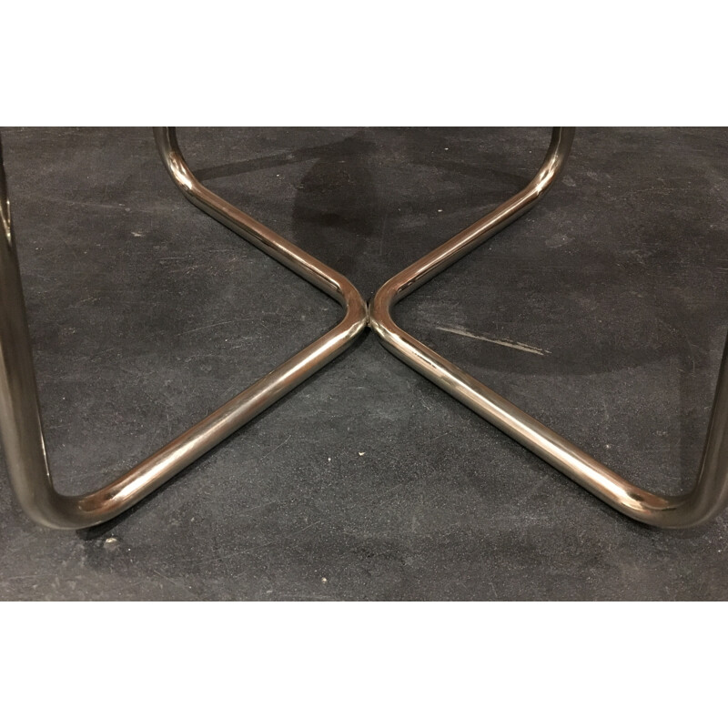 Functionalist steel stool with black lacquered beech - 1930s