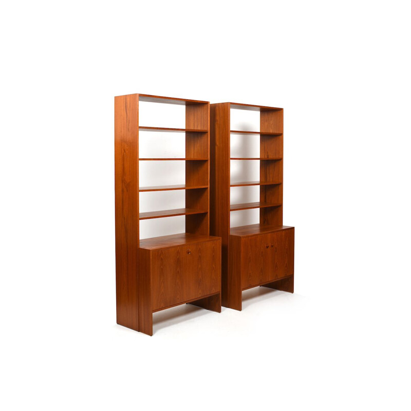 Pair of Danish vintage teak bookcases by Johannes Andersen, 1950s