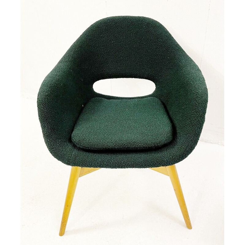 Pareja de sillones vintage en tela verde de Miroslav Navratil, Checoslovaquia 1960