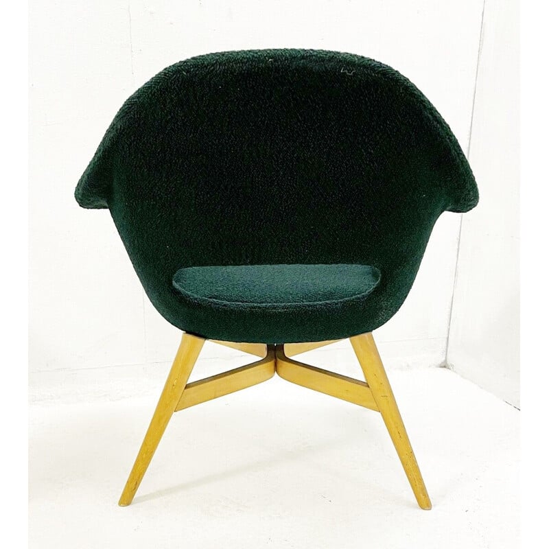 Paire de fauteuils vintage en tissu vert par Miroslav Navratil, Tchécoslovaquie 1960