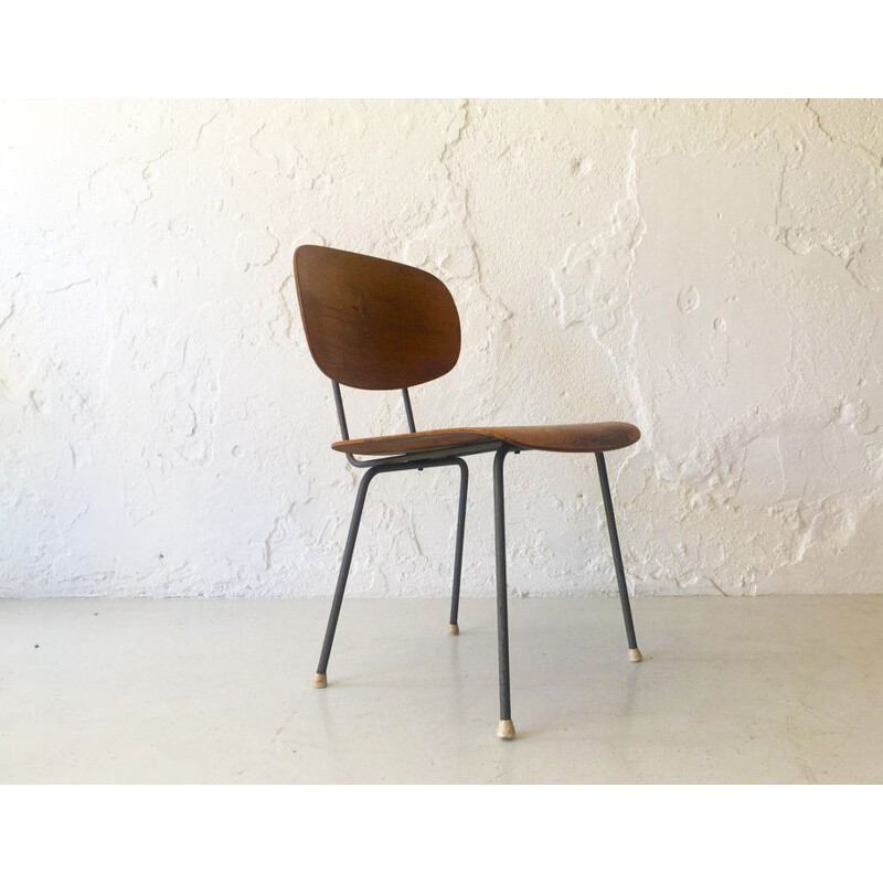 Vintage beechwood chair by Wim Rietvield for Gispen, 1952