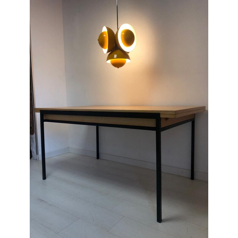 Vintage uittrekbare essenhouten tafel van René-Jean Caillette, 1950