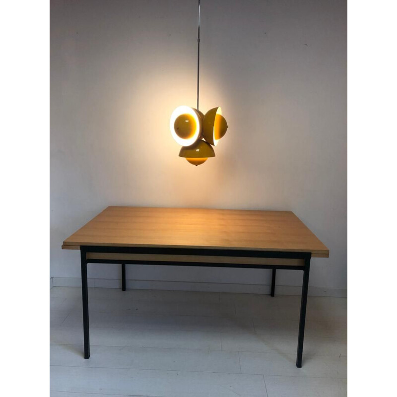 Vintage uittrekbare essenhouten tafel van René-Jean Caillette, 1950