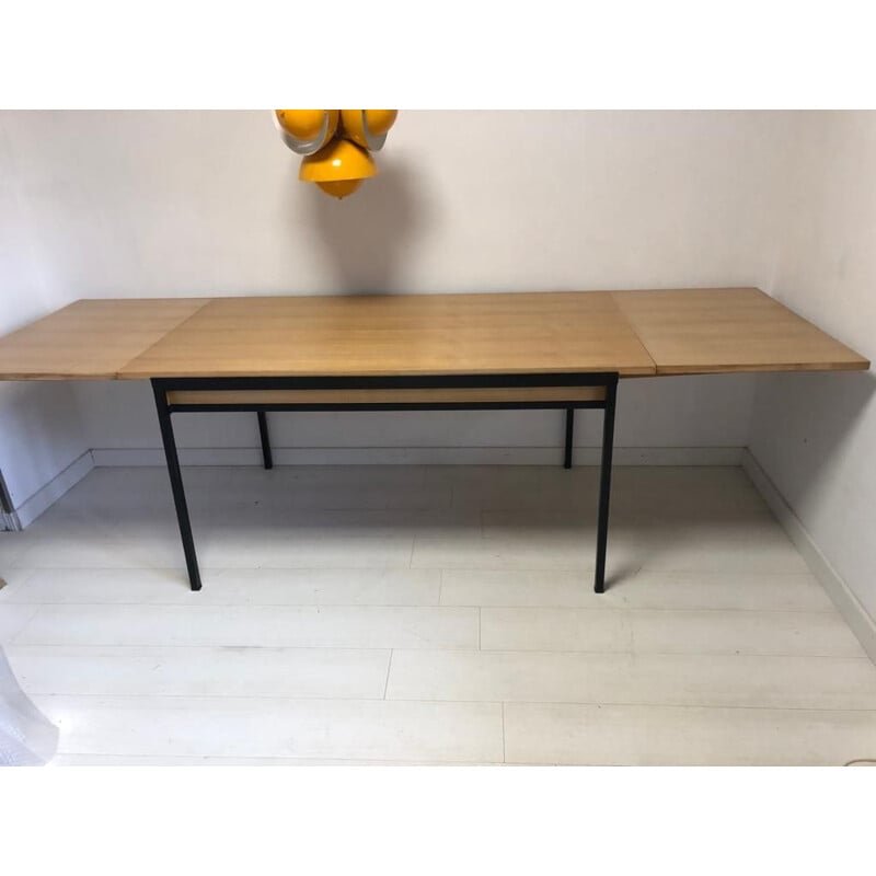 Vintage uittrekbare essenhouten tafel van René-Jean Caillette, 1950