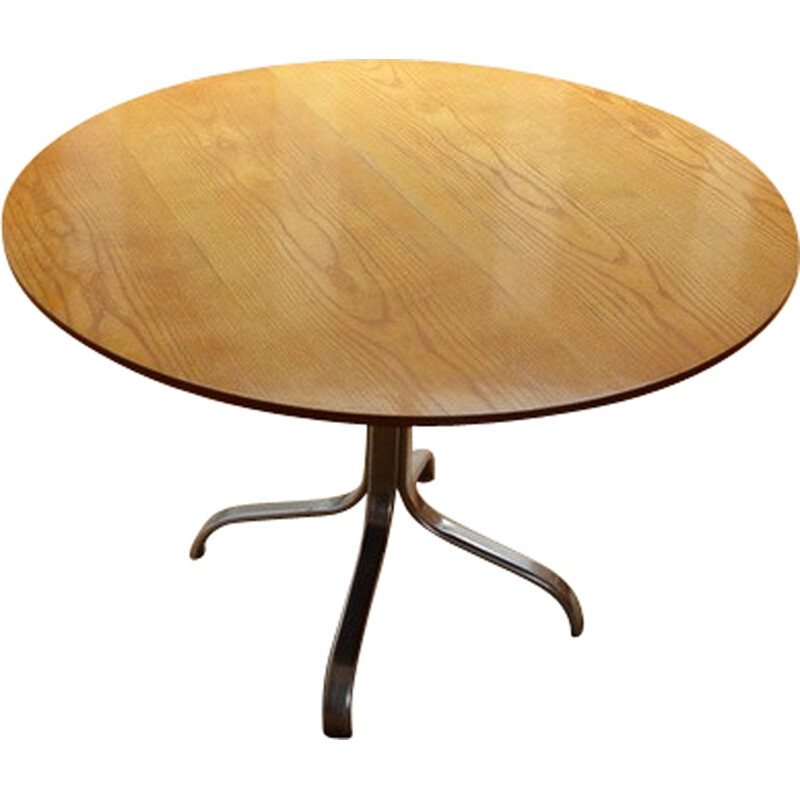 Round dining table in gilded oak - 1970s
