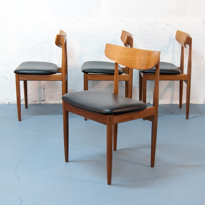 Série de 4 chaises scandinaves en teck, Ib KOFOD LARSEN - 1960