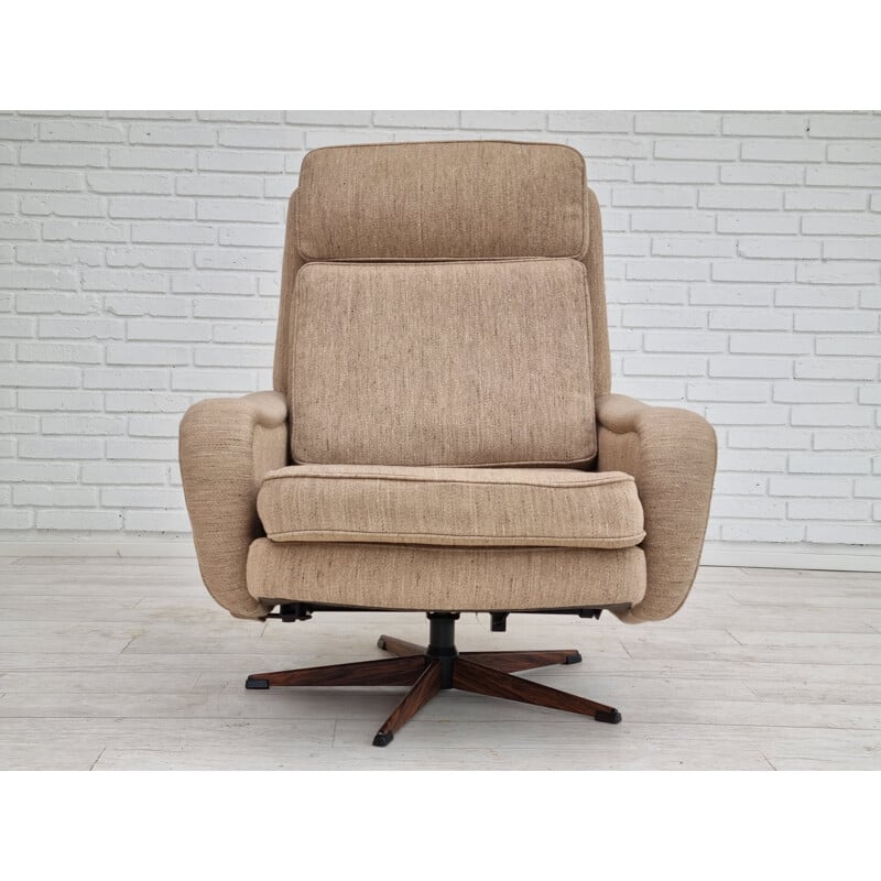 Fauteuil pivotant vintage en laine, Danemark 1970