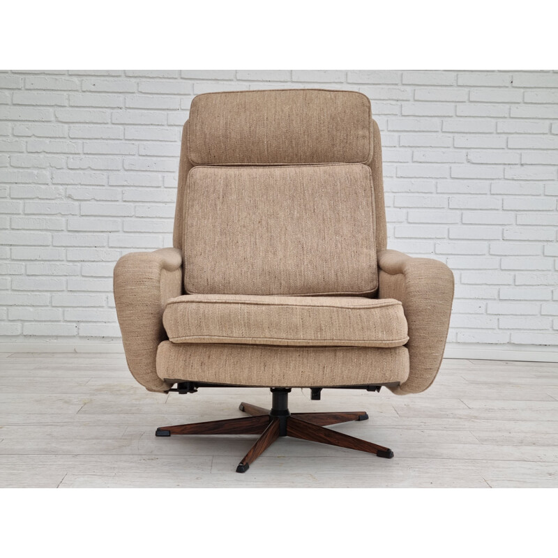 Vintage woolen swivel armchair, Denmark 1970