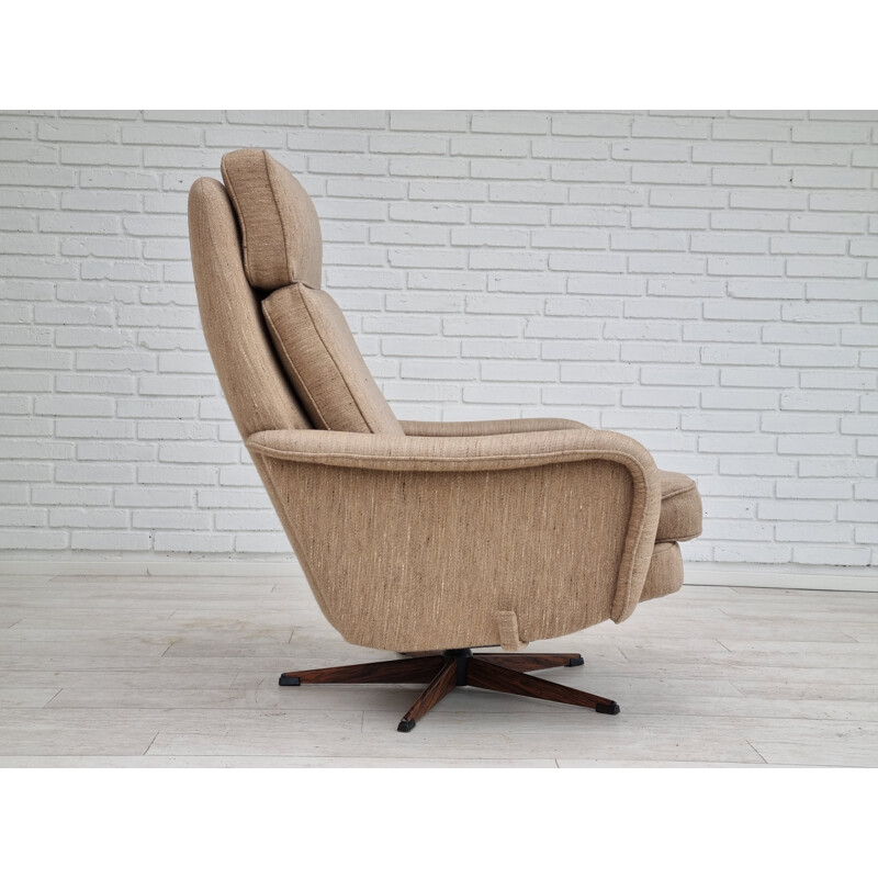 Vintage wollen draaifauteuil, Denemarken 1970