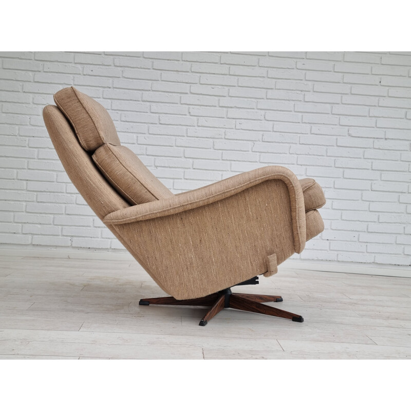 Sillón giratorio vintage de lana, Dinamarca 1970