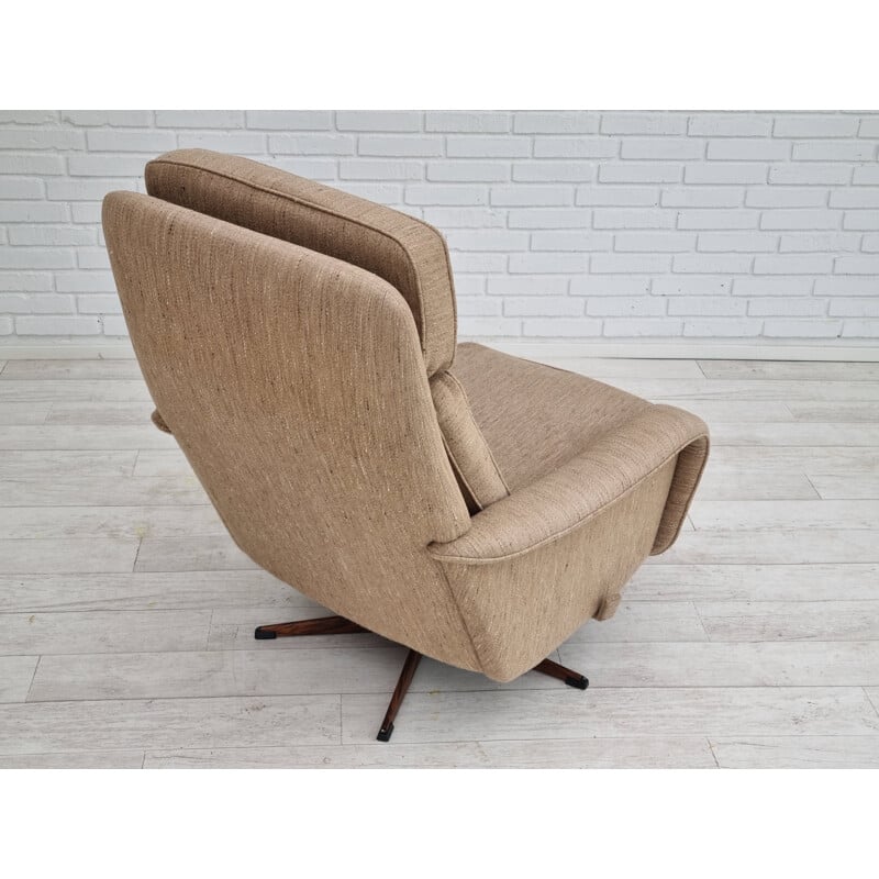 Fauteuil pivotant vintage en laine, Danemark 1970