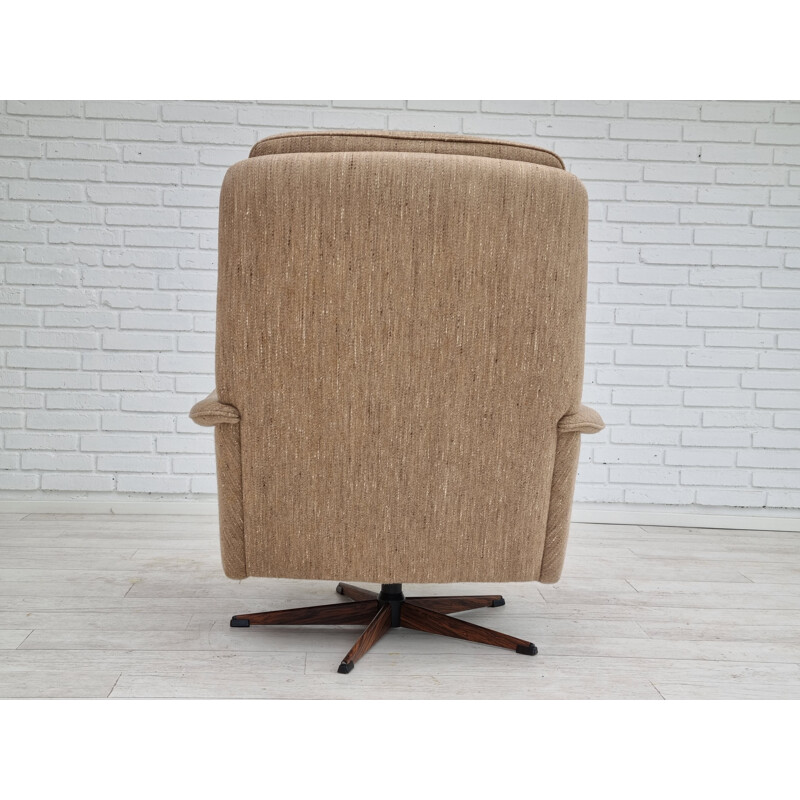 Vintage woolen swivel armchair, Denmark 1970